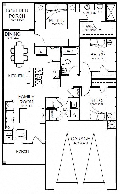 a floor plan of a house with a kitchen and a living room